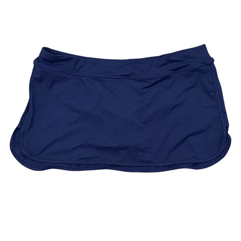 Athleta Tidal Swim Skirt Navy Blue Built-in Brief Skort Size Large NWT